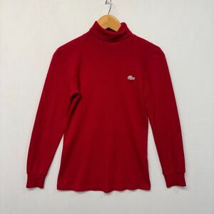 Vintage Chemise Lacoste Women Size 2 Small Red Wool Turtleneck Sweater C028 -9